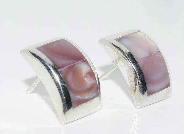 Vintage Sterling Silver Pink Mother of Pearl Earrings