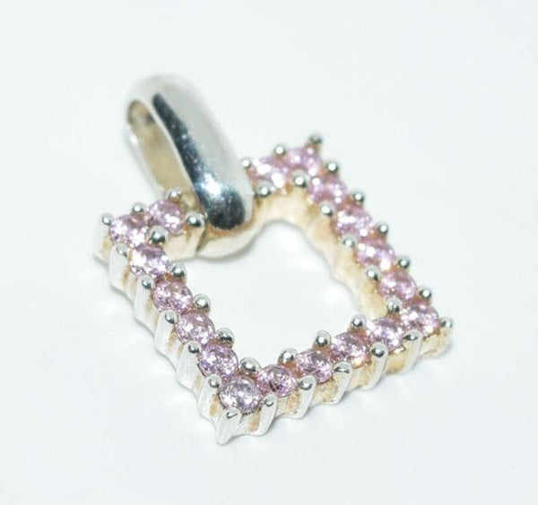 Sterling Silver Pink Stone Square Small Pendant