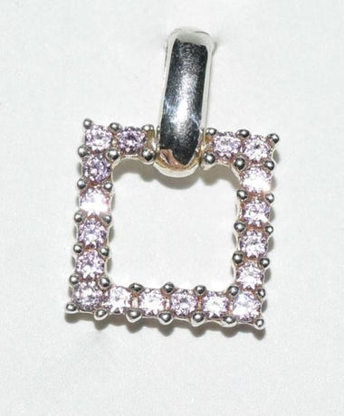 Sterling Silver Pink Stone Square Small Pendant
