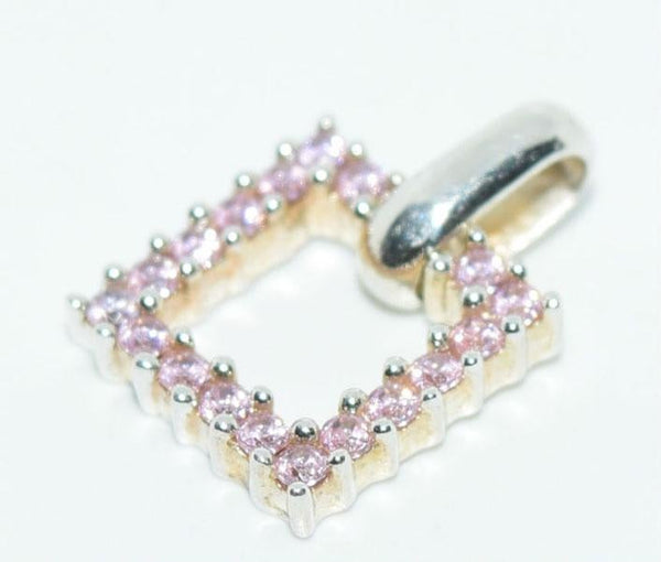 Sterling Silver Pink Stone Square Small Pendant