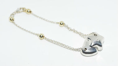 Sterling Silver Puffy Star & Heart Bracelet 7.5"