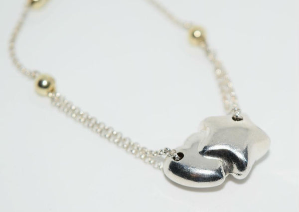 Sterling Silver Puffy Star & Heart Bracelet 7.5"