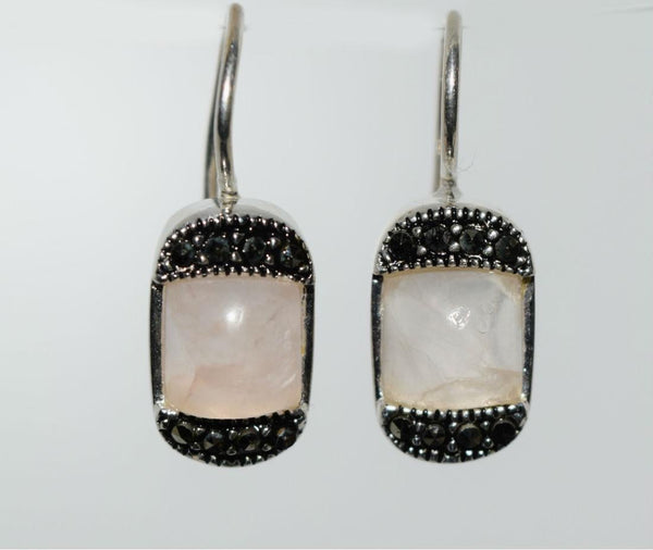 925 Sterling Silver Quartz & Marcasite Earrings