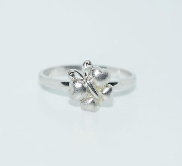 Signed Sterling Silver Raised Butterfly Ring Size 8