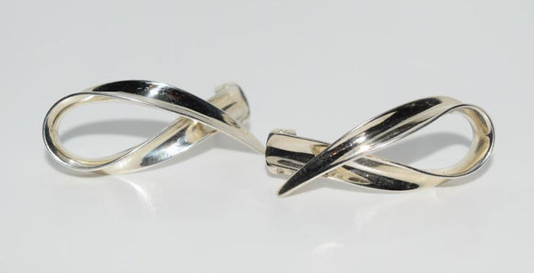Vintage Sterling Silver Awareness Ribbon Earrings