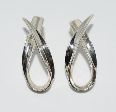 Vintage Sterling Silver Awareness Ribbon Earrings