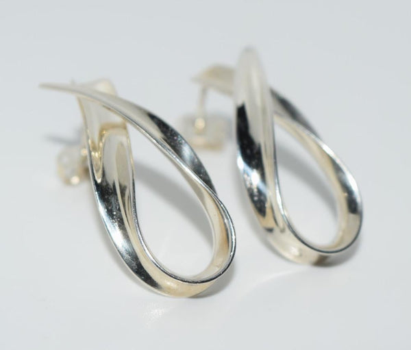 Vintage Sterling Silver Awareness Ribbon Earrings