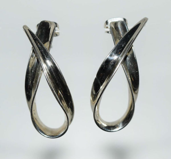 Vintage Sterling Silver Awareness Ribbon Earrings
