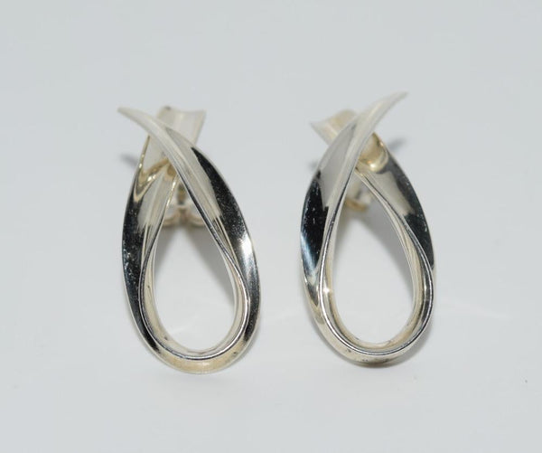 Vintage Sterling Silver Awareness Ribbon Earrings