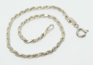 Sterling Silver Rope Chain Bracelet 7"