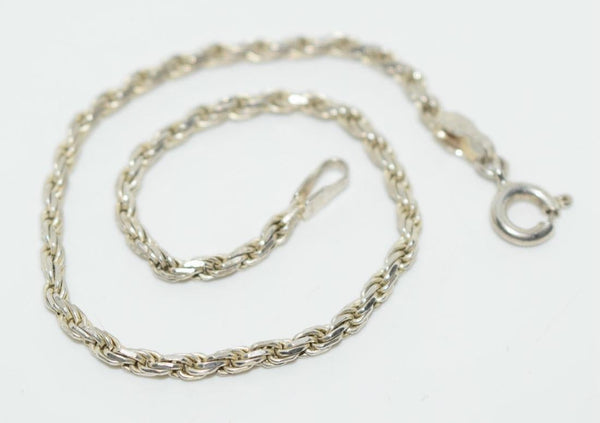 Sterling Silver Rope Chain Bracelet 7"