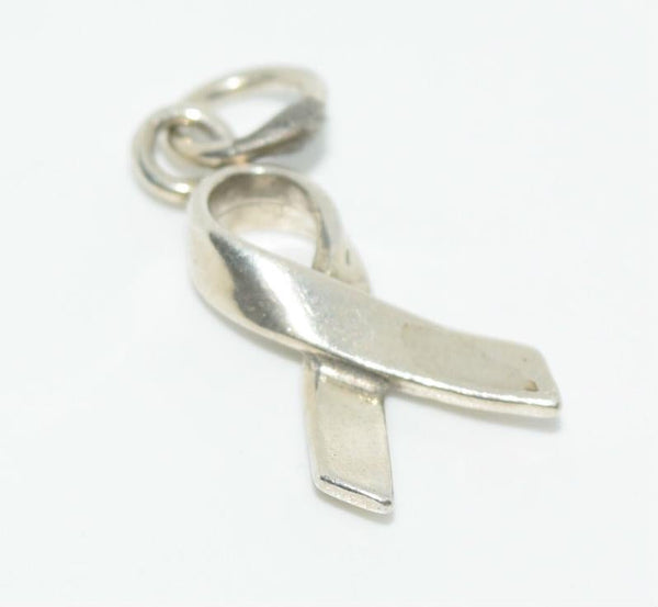 925 Sterling Silver Signed Ribbon Charm for Bracelet