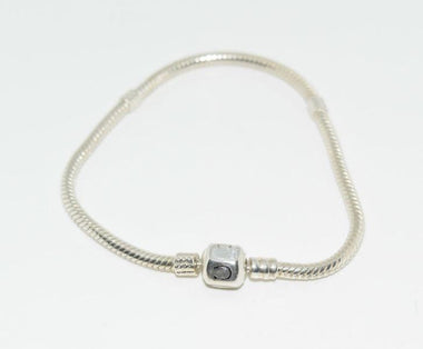 Sterling Silver Slide Bead Bracelet w/3 Charms 7"