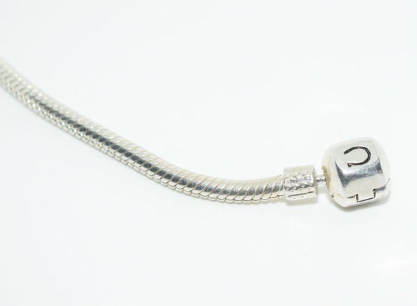 Sterling Silver Slide Bead Bracelet w/3 Charms 7"