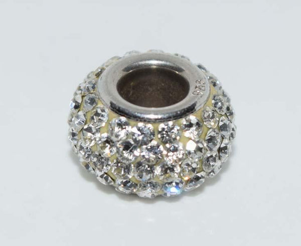 Sterling Silver Slide Bead Bracelet w/3 Charms 7"