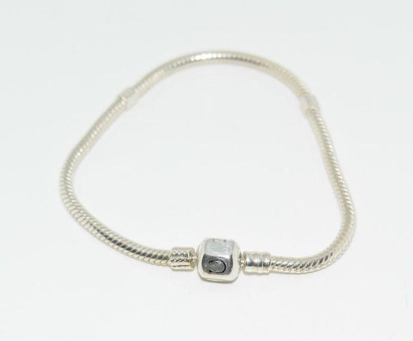 Sterling Silver Slide Bead Bracelet w/3 Charms 7"