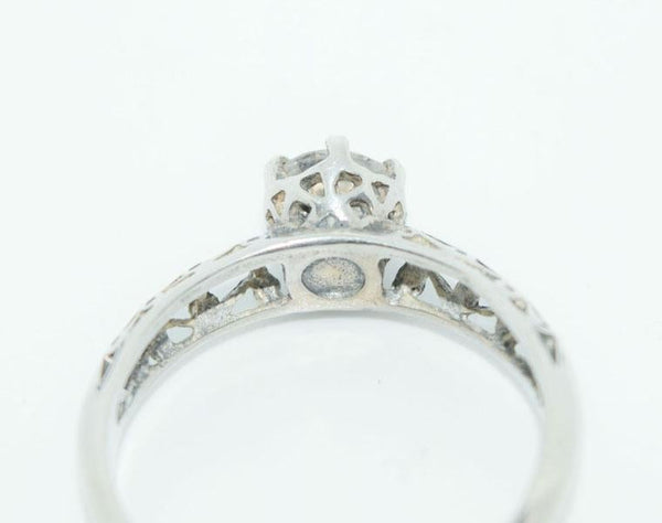 Sterling Silver Solitaire CZ Band Ring Size 9