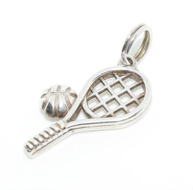925 Sterling Silver Tennis Racket & Ball Charm for Bracelet
