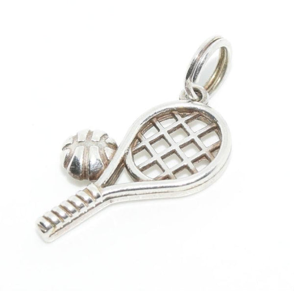 925 Sterling Silver Tennis Racket & Ball Charm for Bracelet