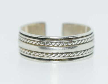 Sterling Silver Wide Rope Design Adjustable Ring