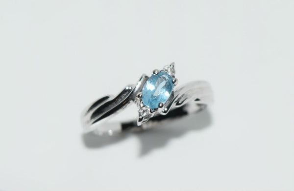 Sterling Topaz & Cubic Zirconia Baguettes Ring Size 8