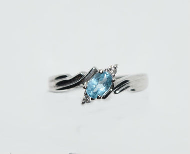 Sterling Topaz & Cubic Zirconia Baguettes Ring Size 8