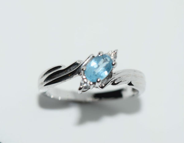 Sterling Topaz & Cubic Zirconia Baguettes Ring Size 8