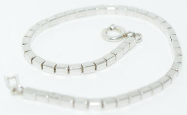 Sterling Unique Square Slide Beaded Bracelet 7"