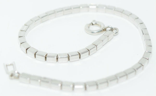 Sterling Unique Square Slide Beaded Bracelet 7"