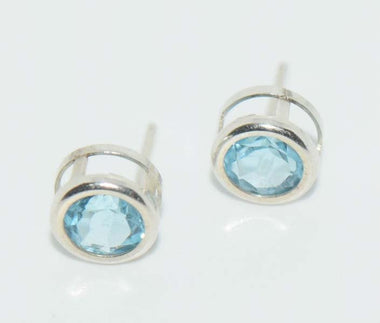 Sterling Wrapped Swiss Blue Topaz Post Earrings
