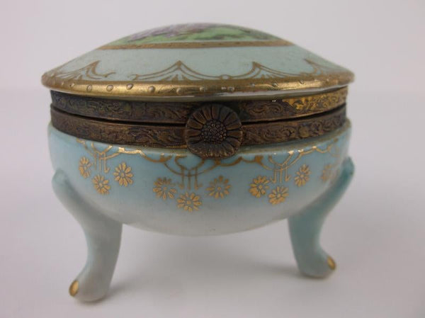Stunning Antique Footed Trinket Box Signed EID