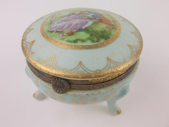 Stunning Antique Footed Trinket Box Signed EID