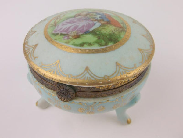 Stunning Antique Footed Trinket Box Signed EID