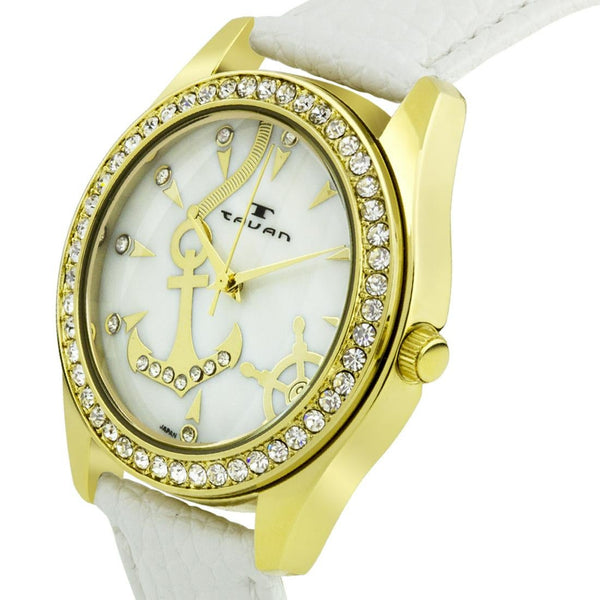 Swarovski Crystal Bezel 39mm Case Nautical Ladies Watch