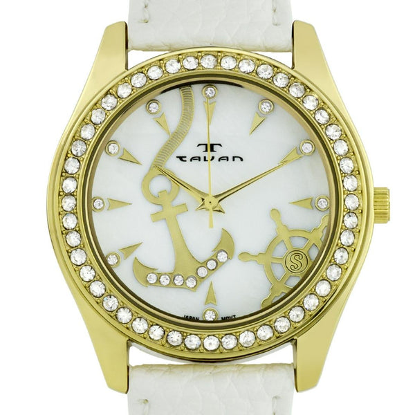 Swarovski Crystal Bezel 39mm Case Nautical Ladies Watch
