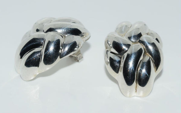 Thai Vintage Puff Knot Design Sterling Silver Earrings