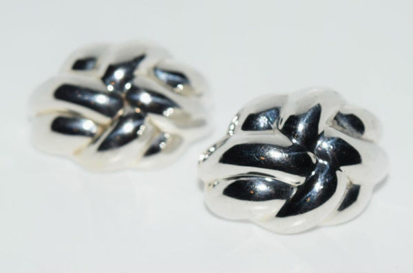 Thai Vintage Puff Knot Design Sterling Silver Earrings