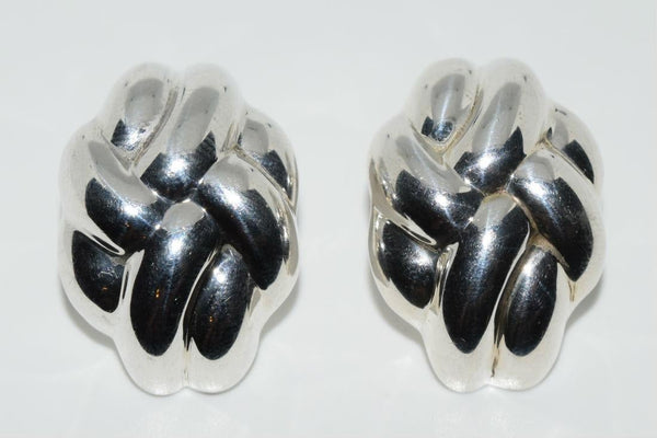 Thai Vintage Puff Knot Design Sterling Silver Earrings