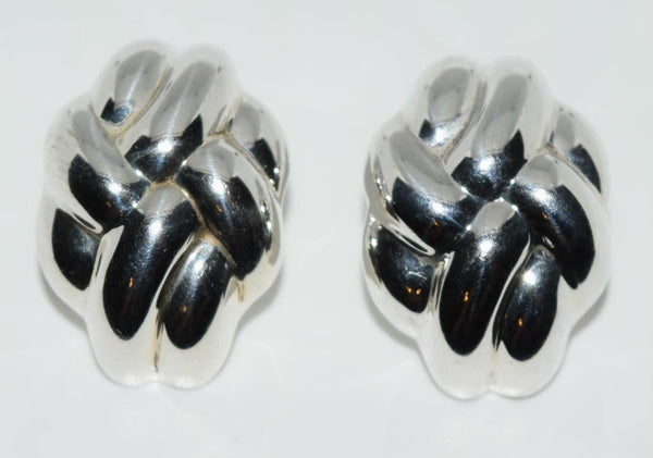 Thai Vintage Puff Knot Design Sterling Silver Earrings