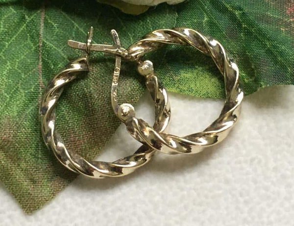 14K Gold Vermeil Sterling Silver Twisted Hoop Earrings