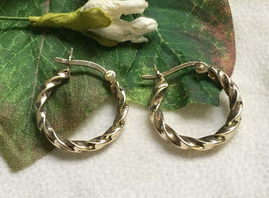 14K Gold Vermeil Sterling Silver Twisted Hoop Earrings