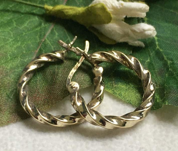 14K Gold Vermeil Sterling Silver Twisted Hoop Earrings