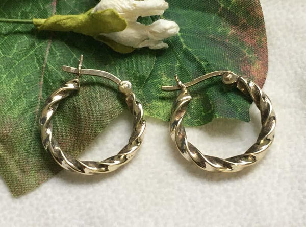 14K Gold Vermeil Sterling Silver Twisted Hoop Earrings