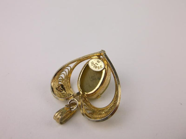 Exquisite Vintage 12kt Gold Jade Pendant