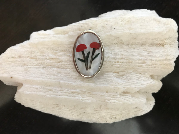 Vintage Alpaca Mexico Silver Abalone Inlay Pins or Pendants