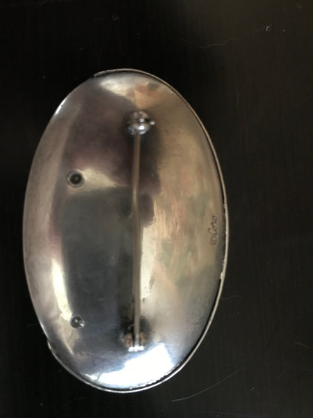 Vintage Coro Clam Shell Brooch with Cut out Crab & Fish