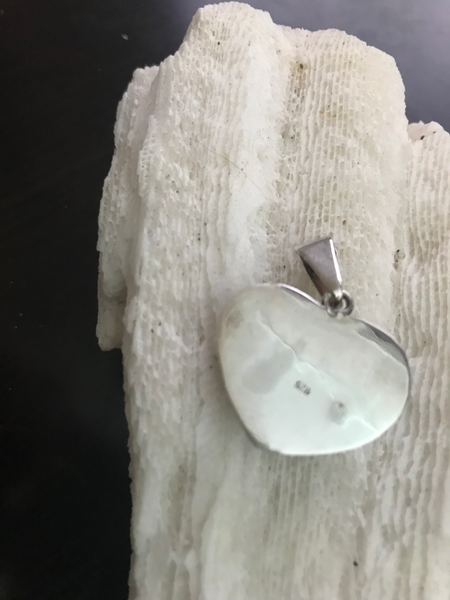 Vintage Sterling Silver Handmade Larimar Heart Pendant