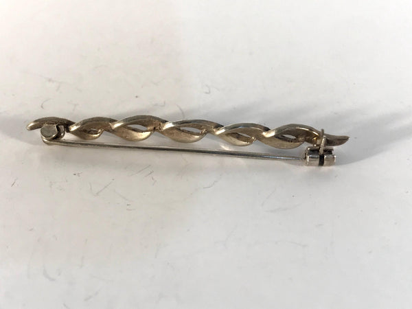 Sparkling Vintage Long Sterling Silver Marcasite Lapel Pin