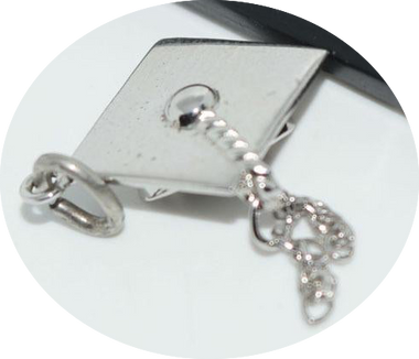 Vintage Wells Sterling Silver Chain Graduation Cap Charm