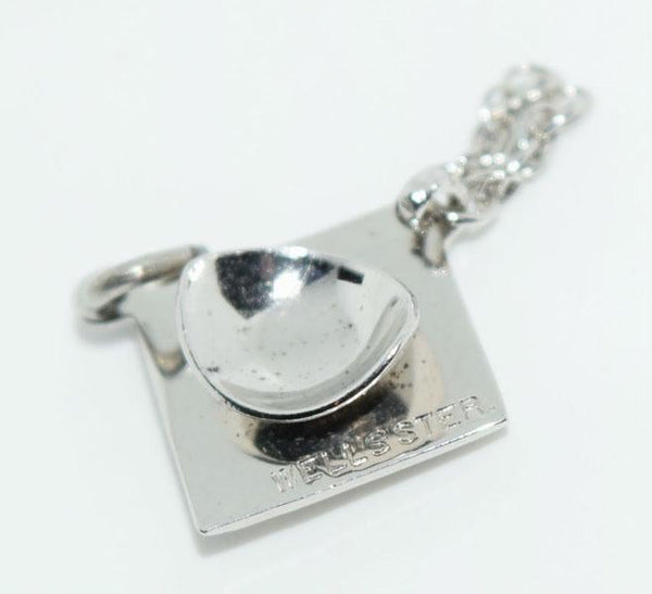 Vintage Wells Sterling Silver Chain Graduation Cap Charm